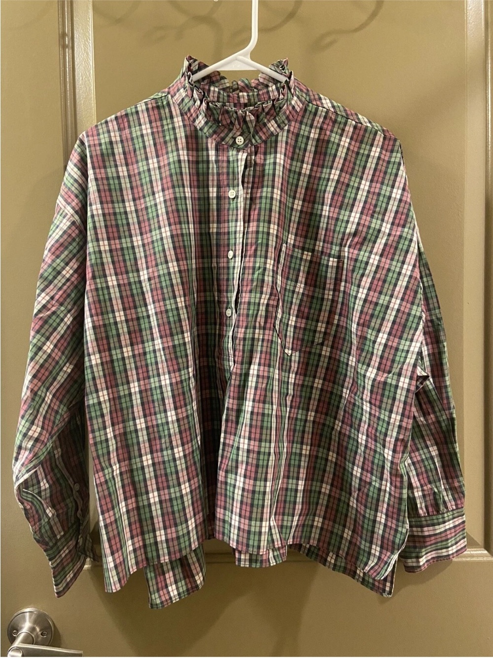 Isabel Marant Women's Plaid Button-Down Shirt in Green & Pink